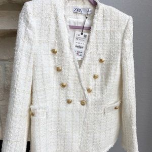 ZARA BLAZER  WHITE TWEED BRAND NEW